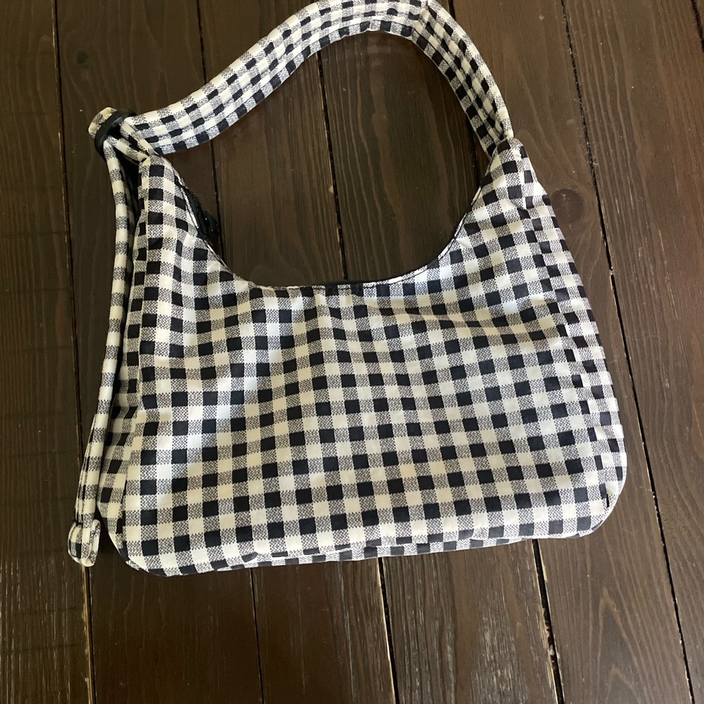 BAGGU Black & White Gingham Mini Nylon shoulder Bag - Picture 4 of 8